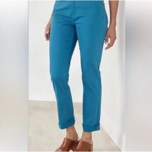 Soft Surroundings Jeans Teal Blue 10 Stretch 5 Pocket Style Tapered Dopamine
